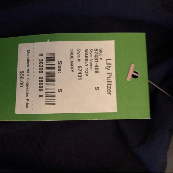 Lilly Pulitzer strapless navy blue top, size small, NWT - Picture 4 of 4